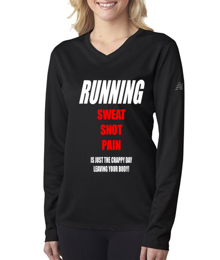Running - Sweat Snot Pain - NB Ladies Black Long Sleeve Shirt